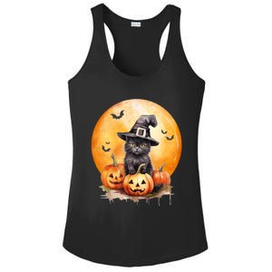 Black Cat Witch Hat Pumpkin Gift Ladies PosiCharge Competitor Racerback Tank