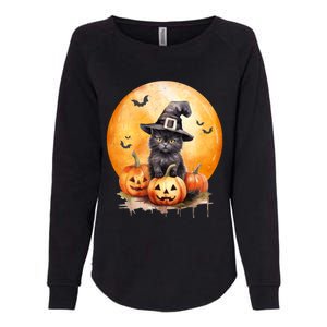 Black Cat Witch Hat Pumpkin Gift Womens California Wash Sweatshirt