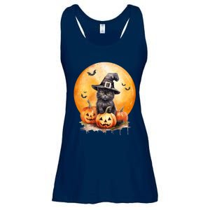 Black Cat Witch Hat Pumpkin Gift Ladies Essential Flowy Tank