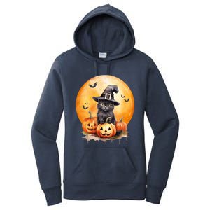 Black Cat Witch Hat Pumpkin Gift Women's Pullover Hoodie