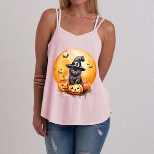 Black Cat Witch Hat Pumpkin Gift Women's Strappy Tank