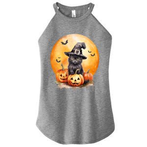 Black Cat Witch Hat Pumpkin Gift Women's Perfect Tri Rocker Tank