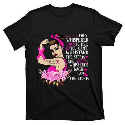 Breast Cancer Warrior Empowering Pink Ribbon Design T-Shirt