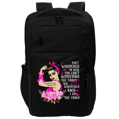 Breast Cancer Warrior Empowering Pink Ribbon Design Impact Tech Backpack