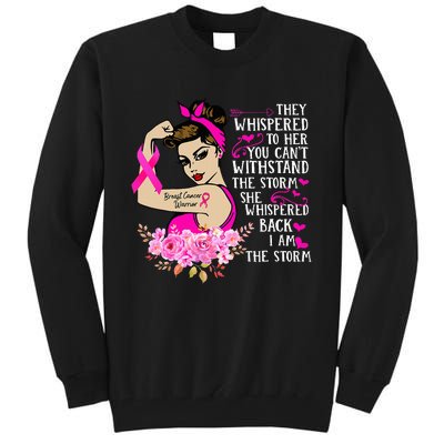 Breast Cancer Warrior Empowering Pink Ribbon Design Tall Sweatshirt