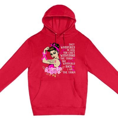 Breast Cancer Warrior Empowering Pink Ribbon Design Premium Pullover Hoodie