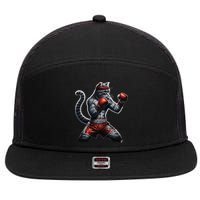 Boxing Cat When Your Cat Hits Harder Than You Do 7 Panel Mesh Trucker Snapback Hat