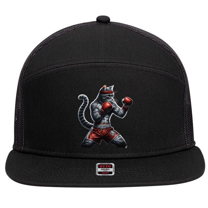 Boxing Cat When Your Cat Hits Harder Than You Do 7 Panel Mesh Trucker Snapback Hat