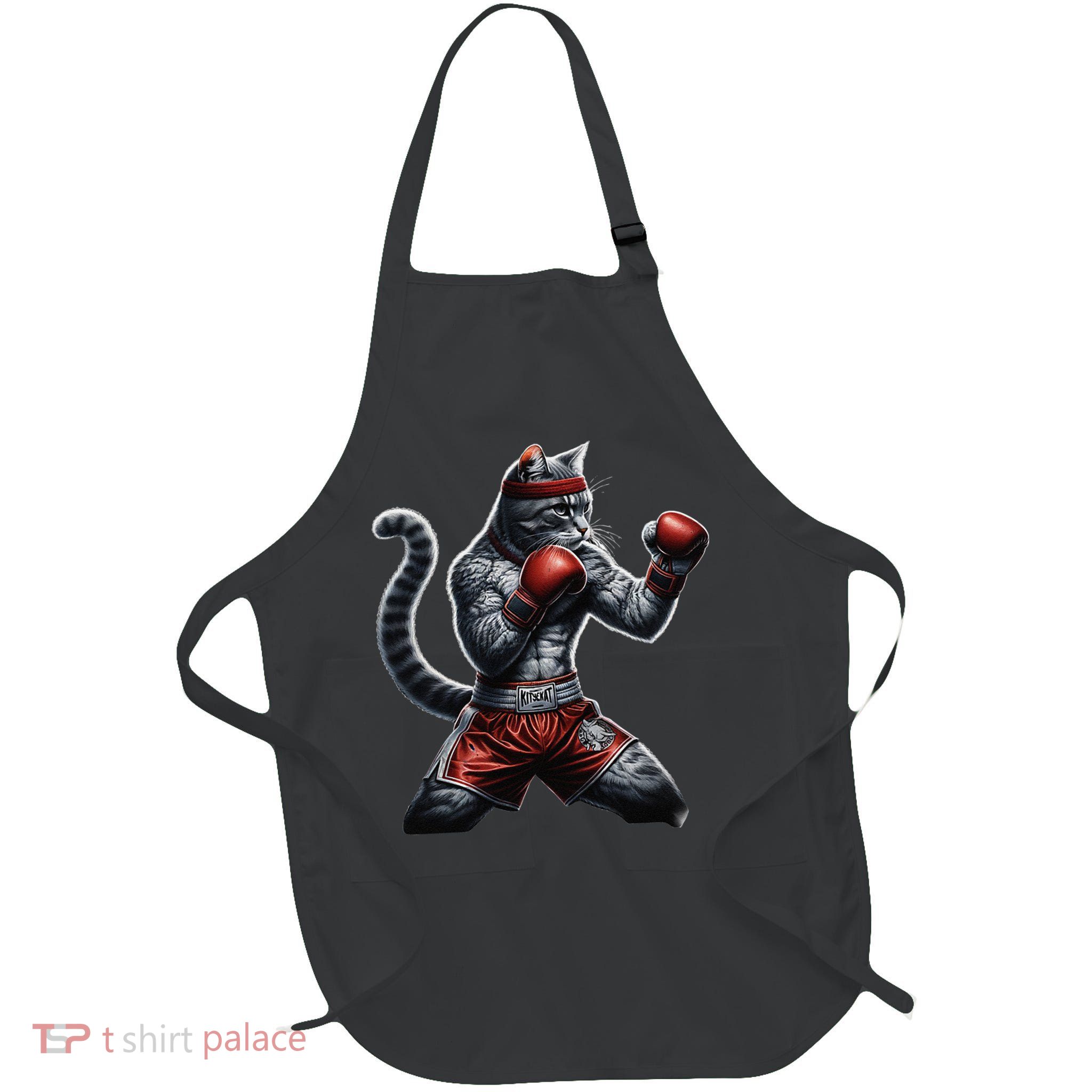 Boxing Cat When Your Cat Hits Harder Than You Do Full-Length Apron With Pockets