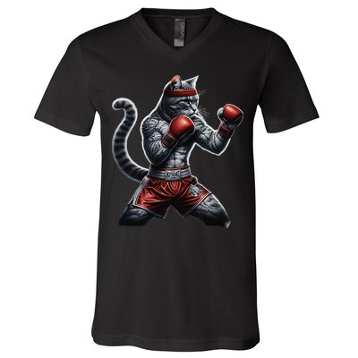 Boxing Cat When Your Cat Hits Harder Than You Do V-Neck T-Shirt