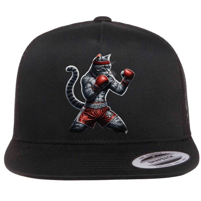 Boxing Cat When Your Cat Hits Harder Than You Do Flat Bill Trucker Hat