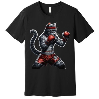 Boxing Cat When Your Cat Hits Harder Than You Do Premium T-Shirt