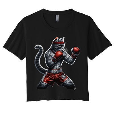 Boxing Cat When Your Cat Hits Harder Than You Do Women's Crop Top Tee
