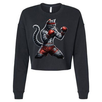 Boxing Cat When Your Cat Hits Harder Than You Do Cropped Pullover Crew