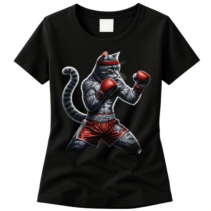 Boxing Cat When Your Cat Hits Harder Than You Do Womens T-Shirt