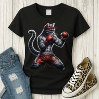 Boxing Cat When Your Cat Hits Harder Than You Do Womens T-Shirt