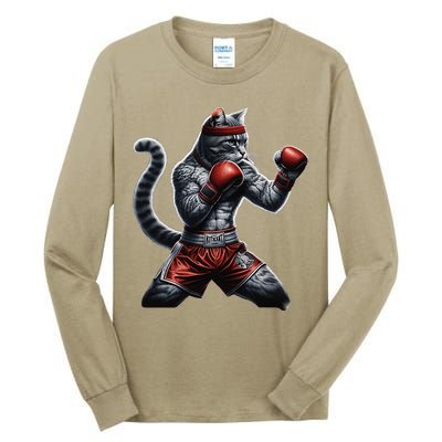 Boxing Cat When Your Cat Hits Harder Than You Do Tall Long Sleeve T-Shirt