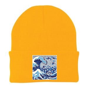 Blue Cats Wave For Kamala Funny Cat Lady Knit Cap Winter Beanie