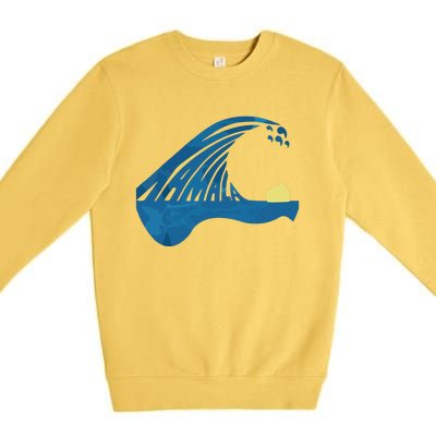 Blue Cats Wave For Kamala Funny Trump Blue Wave Of Cat Premium Crewneck Sweatshirt