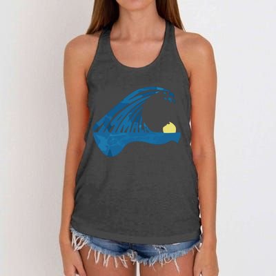 Blue Cats Wave For Kamala Funny Trump Blue Wave Of Cat Women's Knotted Racerback Tank