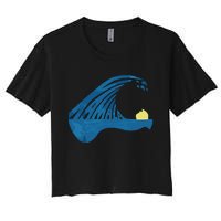 Blue Cats Wave For Kamala Funny Trump Blue Wave Of Cat Women's Crop Top Tee