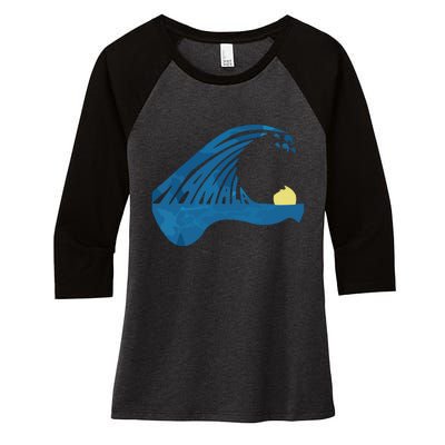 Blue Cats Wave For Kamala Funny Trump Blue Wave Of Cat Women's Tri-Blend 3/4-Sleeve Raglan Shirt