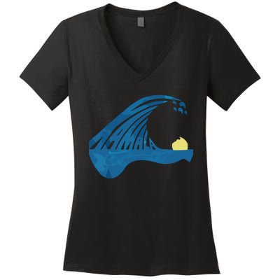 Blue Cats Wave For Kamala Funny Trump Blue Wave Of Cat Women's V-Neck T-Shirt