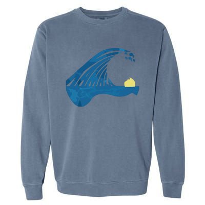 Blue Cats Wave For Kamala Funny Trump Blue Wave Of Cat Garment-Dyed Sweatshirt