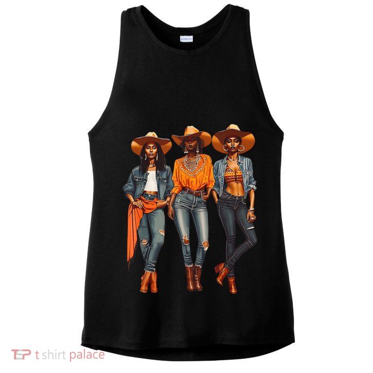Black Cowgirl Western Rodeo Melanin Black History Texas Ladies PosiCharge Tri-Blend Wicking Tank