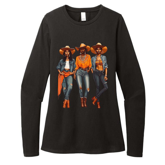 Black Cowgirl Western Rodeo Melanin Black History Texas Womens CVC Long Sleeve Shirt