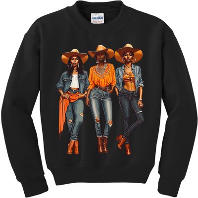 Black Cowgirl Western Rodeo Melanin Black History Texas Kids Sweatshirt