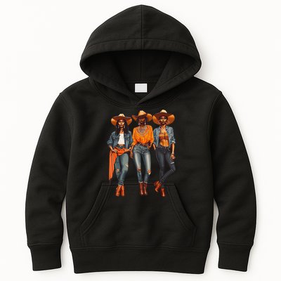 Black Cowgirl Western Rodeo Melanin Black History Texas Kids Hoodie