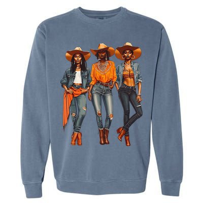 Black Cowgirl Western Rodeo Melanin Black History Texas Garment-Dyed Sweatshirt