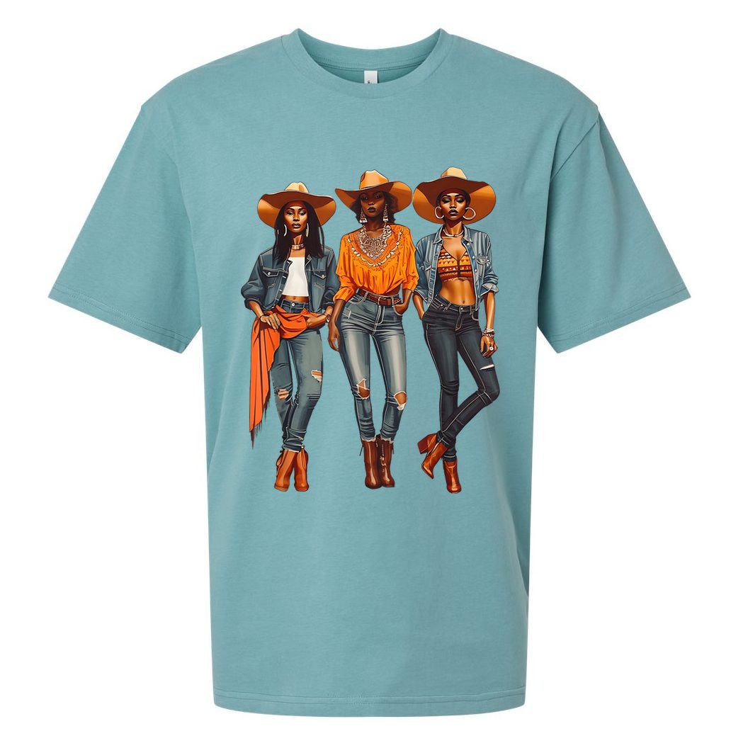 Black Cowgirl Western Rodeo Melanin Black History Texas Sueded Cloud Jersey T-Shirt