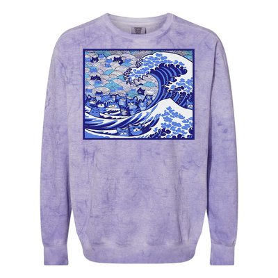 Blue Cats Wave For Kamala Funny Gift Colorblast Crewneck Sweatshirt