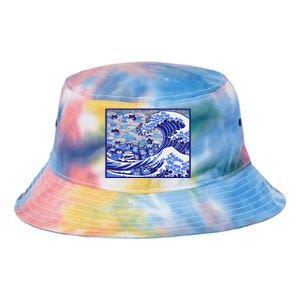 Blue Cats Wave For Kamala Funny Gift Tie Dye Newport Bucket Hat