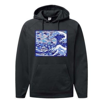 Blue Cats Wave For Kamala Funny Gift Performance Fleece Hoodie