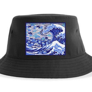 Blue Cats Wave For Kamala Funny Gift Sustainable Bucket Hat