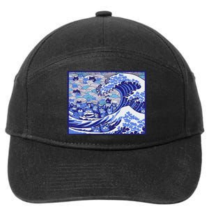 Blue Cats Wave For Kamala Funny Gift 7-Panel Snapback Hat