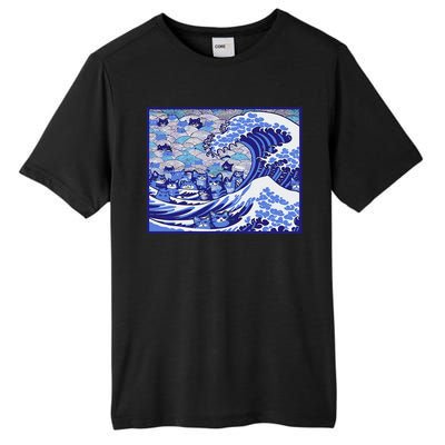 Blue Cats Wave For Kamala Funny Gift Tall Fusion ChromaSoft Performance T-Shirt