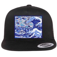 Blue Cats Wave For Kamala Funny Gift Flat Bill Trucker Hat