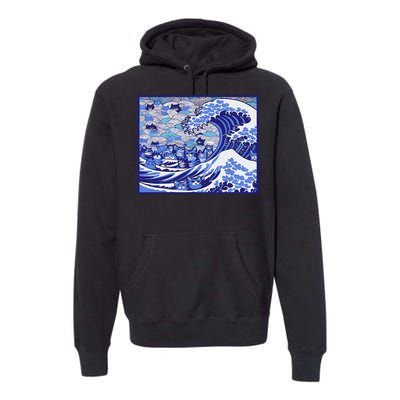 Blue Cats Wave For Kamala Funny Gift Premium Hoodie