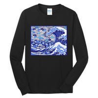 Blue Cats Wave For Kamala Funny Gift Tall Long Sleeve T-Shirt