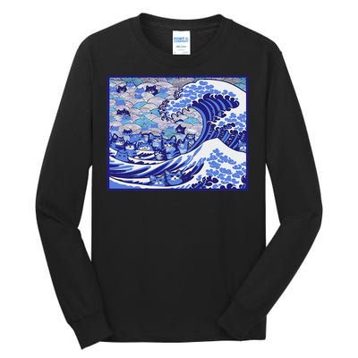 Blue Cats Wave For Kamala Funny Gift Tall Long Sleeve T-Shirt