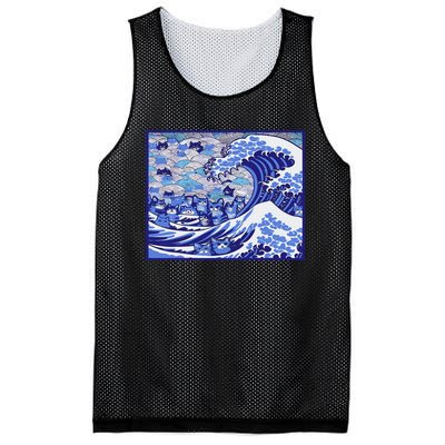 Blue Cats Wave For Kamala Funny Gift Mesh Reversible Basketball Jersey Tank