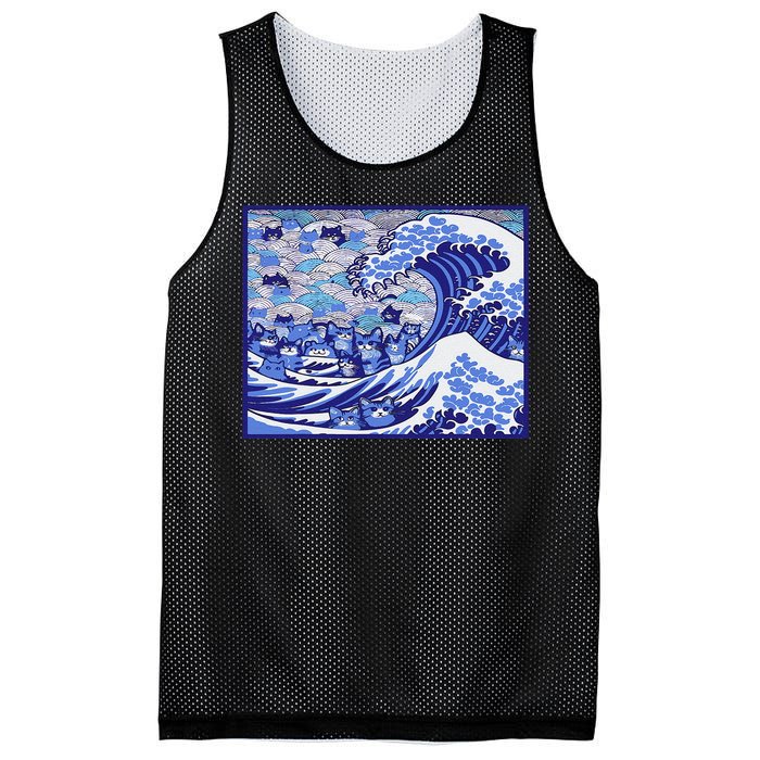 Blue Cats Wave For Kamala Funny Gift Mesh Reversible Basketball Jersey Tank