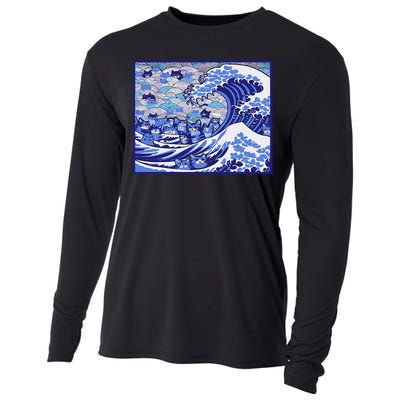 Blue Cats Wave For Kamala Funny Gift Cooling Performance Long Sleeve Crew