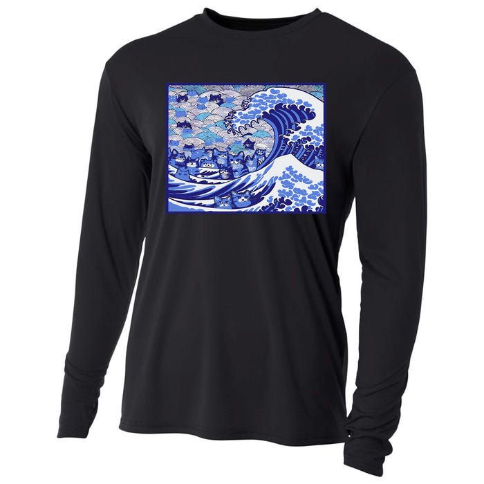 Blue Cats Wave For Kamala Funny Gift Cooling Performance Long Sleeve Crew