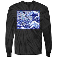 Blue Cats Wave For Kamala Funny Gift Tie-Dye Long Sleeve Shirt