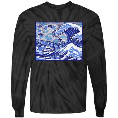 Blue Cats Wave For Kamala Funny Gift Tie-Dye Long Sleeve Shirt